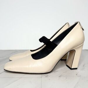 Franco Sarto Bria Vanilla White Leather Mary Jane Pump 9M